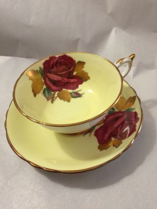 Vintage Paragon China Yellow & Red Rose Tea Cup & Saucer