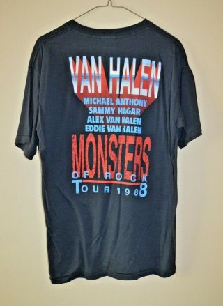 Vintage 1988 Van Halen Monsters Of Rock Tour T - shirt Size Large 2