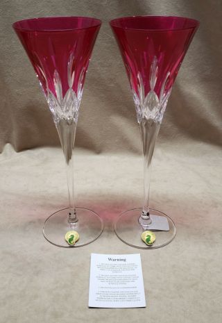 Waterford Lismore Pops Hot Pink Toasting Flute Pair 40019535 Brand