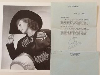 Joan Crawford Signed 1962 Letter Envelope Photo Letterhead Hollywood Star Desilu