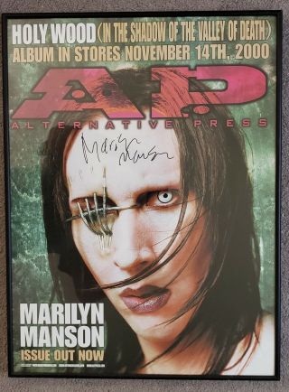 Marilyn Manson Framed Autographed Holy Wood Promo Store Poster