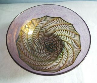 Robert Held Art Glass Iridescent Bowl Vintage Canadian Signed & Sticker