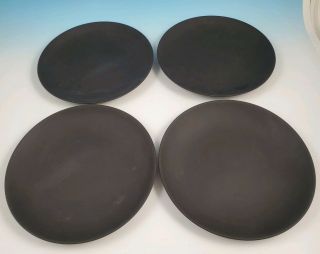 Set Of (4) Wedgwood Basalt Black 9 " Coupe Luncheon Plates