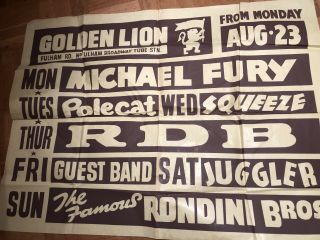 Rare Vtg Squeeze Michael Fury Polecat 70s Poster Fulham Golden Lion Rondini Bros