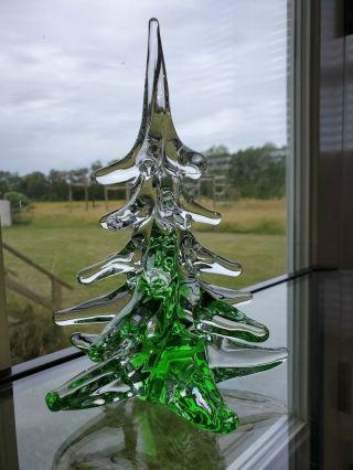Signed Fm Ronneby Sweden Crystal Clear Christmas Tree 8.  5 "