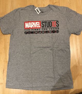 Sdcc Comic Con Marvel Exclusive T - Shirt Marvel Studios First Ten Years Large Nwt