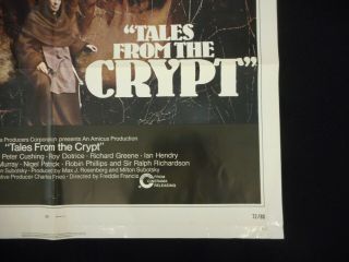 Tales From the Crypt 1972 orig 1 sheet poster Peter Cushing Joan Collins Horror 2