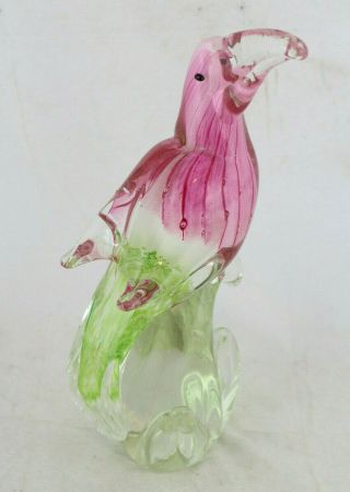 Vintage Murano Glass Pink Cockatoo Parrot Bird - Large 12.  5 " -