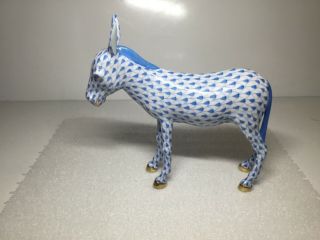 Herend Donkey Blue Fishnet Figurine 15502