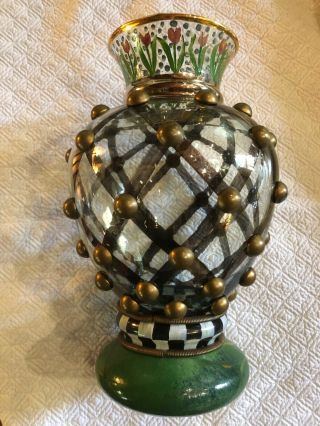 Vintage Mackenzie Childs William Glass Vase With Cabochons