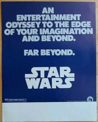 1977 Star Wars 20th Century - Fox Pre - Release Mini Window Movie Poster