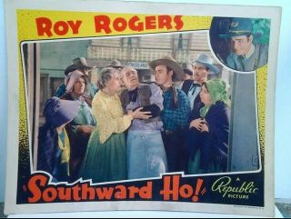 Roy Rogers 1939 " Southward Ho " 11x14 " Very Colorful Lobby Card