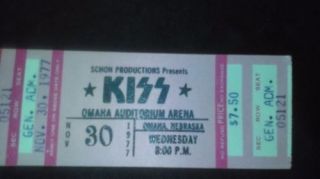 Kiss Alive 2 Tour Omaha Nebraska Concert Nov 30 1977 Full Ticket Stub Aucoin