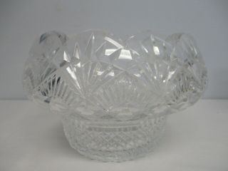 Signed Waterford Crystal 8 3/4 " Footed Rounded Bowl W Scalloped Edge