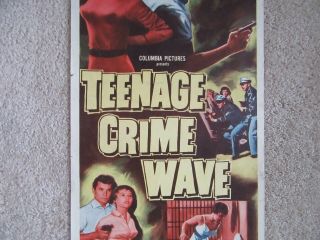 TEENAGE CRIME WAVE 1955 INSRT MOVIE POSTER RLD VG 3