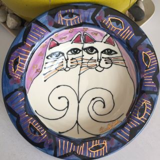 Cindy Jenkins Cat Fish Pottery Bowl Signed