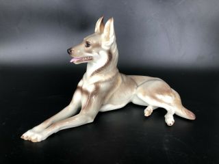 Nymphenburg German Shepherd Dog Alsatian Porcelain Figurine - 10.  5 "