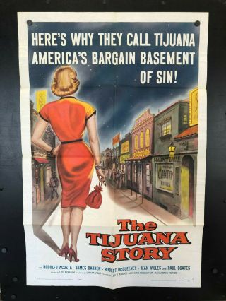 1957 The Tijuana Story One Sheet 1sh Movie Poster 27 X 41 Rodolfo Acosta