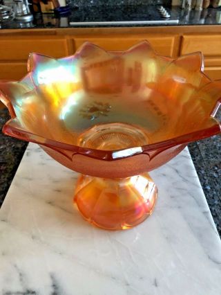 Westmoreland Marigold Carnival Glass Orange Peel Punch Bowl Set w/ 6 Cups 5