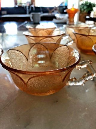 Westmoreland Marigold Carnival Glass Orange Peel Punch Bowl Set w/ 6 Cups 7