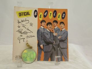 Official Beatles Holographic Key Ring On Color Photo Card Nems Ent Ltd Old