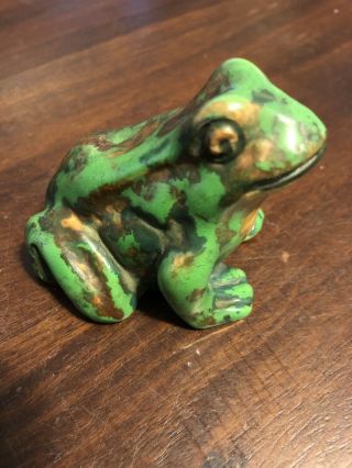 1920’s Weller Pottery 4 " Coppertone Frog Figural Artist Marked