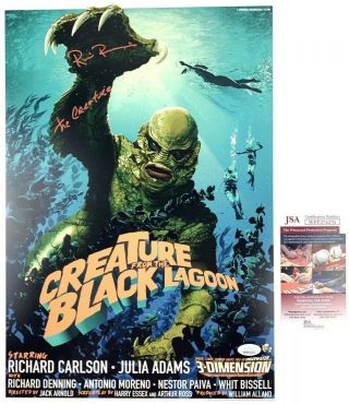 Ricou Browning Signed 12x18 Poster Creature From The Black Lagoon Art Jsa