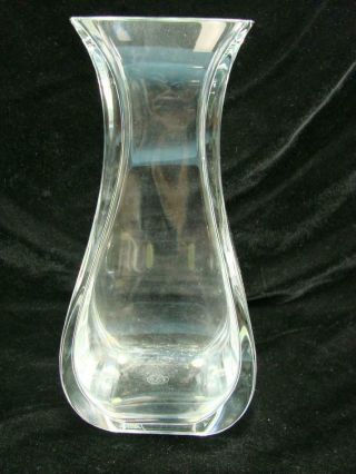 Vintage Signed Baccarat France Crystal Clear Glass Lotus Flower Vase 9.  5 "