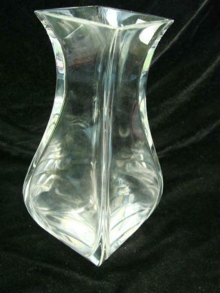 Vintage Signed Baccarat France Crystal Clear Glass Lotus Flower Vase 9.  5 