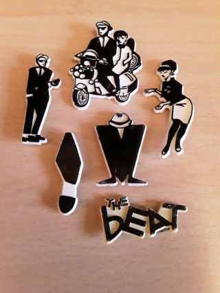 6 X Vintage 1970s Madness The Specials Plastic Banbury Ska 2 Two Tone Pin Badges