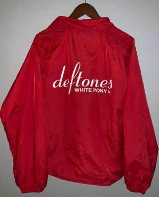 Vintage DEFTONES WHITE PONY tour LARGE RED WINDBREAKER Rare Jacket Cardinal 5