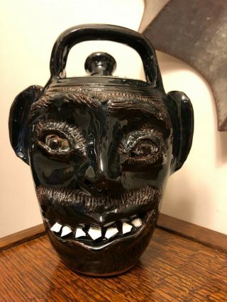 Awesome Face Harvest Jug By Renowned Potter Bobby Ferguson Gillesville,  Georgia