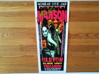 Marilyn Manson Mega - Rare 1995 Trocadero Concert Poster Artist Signed & Numbered