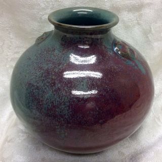 Jugtown,  Seagrove,  N.  C.  Art Pottery,  Chinese Blue Dogwood Vase,  Vernon Owen