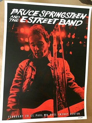 Bruce Springsteen St Paul Mn Feb 29th 2016 River Tour Ltd /400 Poster Print