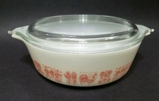 Vintage Rare Pyrex Amish Butterprint Pink Casserole Dish 1 Pint 741 W/ Glass Lid