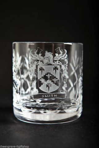 Crystal Whiskey Glasses - Family Crest - Lead Crystal - Gift Boxed