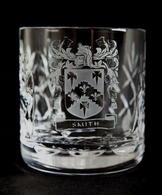 Crystal Whiskey Glasses - Family Crest - Lead Crystal - Gift Boxed 6