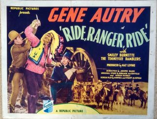 Ride Ranger Ride Title Lobby Card 1936 Early Gene Autry & Smiley Burnette