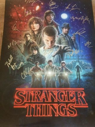 Stranger Things Cast Signed Poster With 9 Signers With