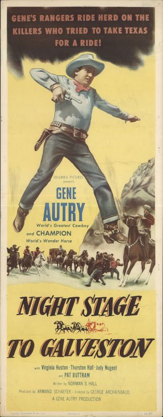 Night Stage To Galveston 1952 14x36 Orig Movie Poster Fff - 27383 Gene Autry