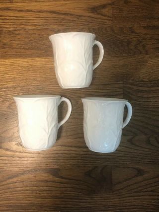 3 Coalport England Bone China Countryware White Cabbage Coffee Beaker Mugs