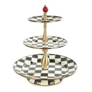 Mackenzie Childs Courtly Check Enamel Three Tier Sweet Stand 89430 - 40