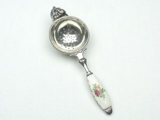 Hard To Find Royal Albert Old Country Roses Porcelain Silverplate Tea Strainer