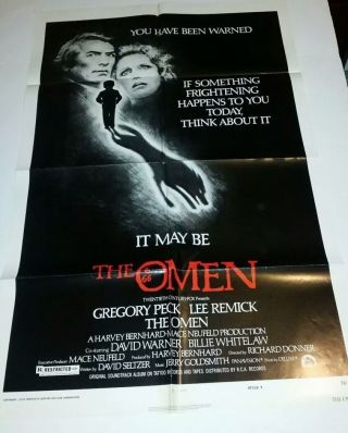 The Omen 1976 27x41 " Us One Sheet Movie Poster Gregory Peck Lee Remick