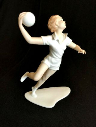 Wallendorf Porcelain Handpainted Woman Handball Figurine