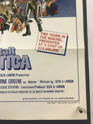 BATTLESTAR GALACTICA Movie Poster (Fine, ) One Sheet 1978 Sci - Fi 3765 4