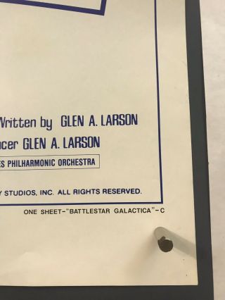BATTLESTAR GALACTICA Movie Poster (Fine, ) One Sheet 1978 Sci - Fi 3765 8