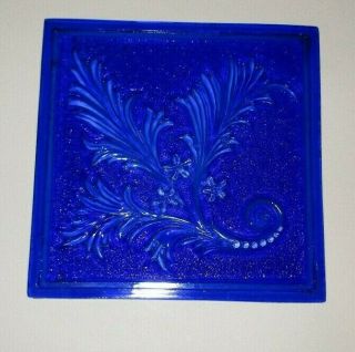 1894 Antique Mosaic Glass Co Blue Pressed Glass Eapg Addison Window Pane Tile