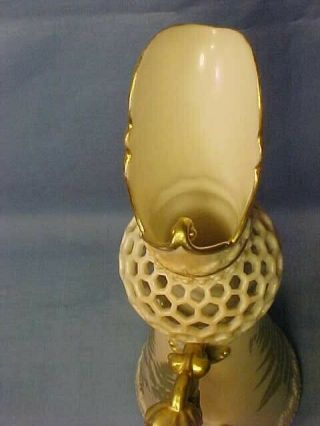 Royal Worcester Reticulated Double Walled Blush Ivory Urn By Owen C.  1887 7